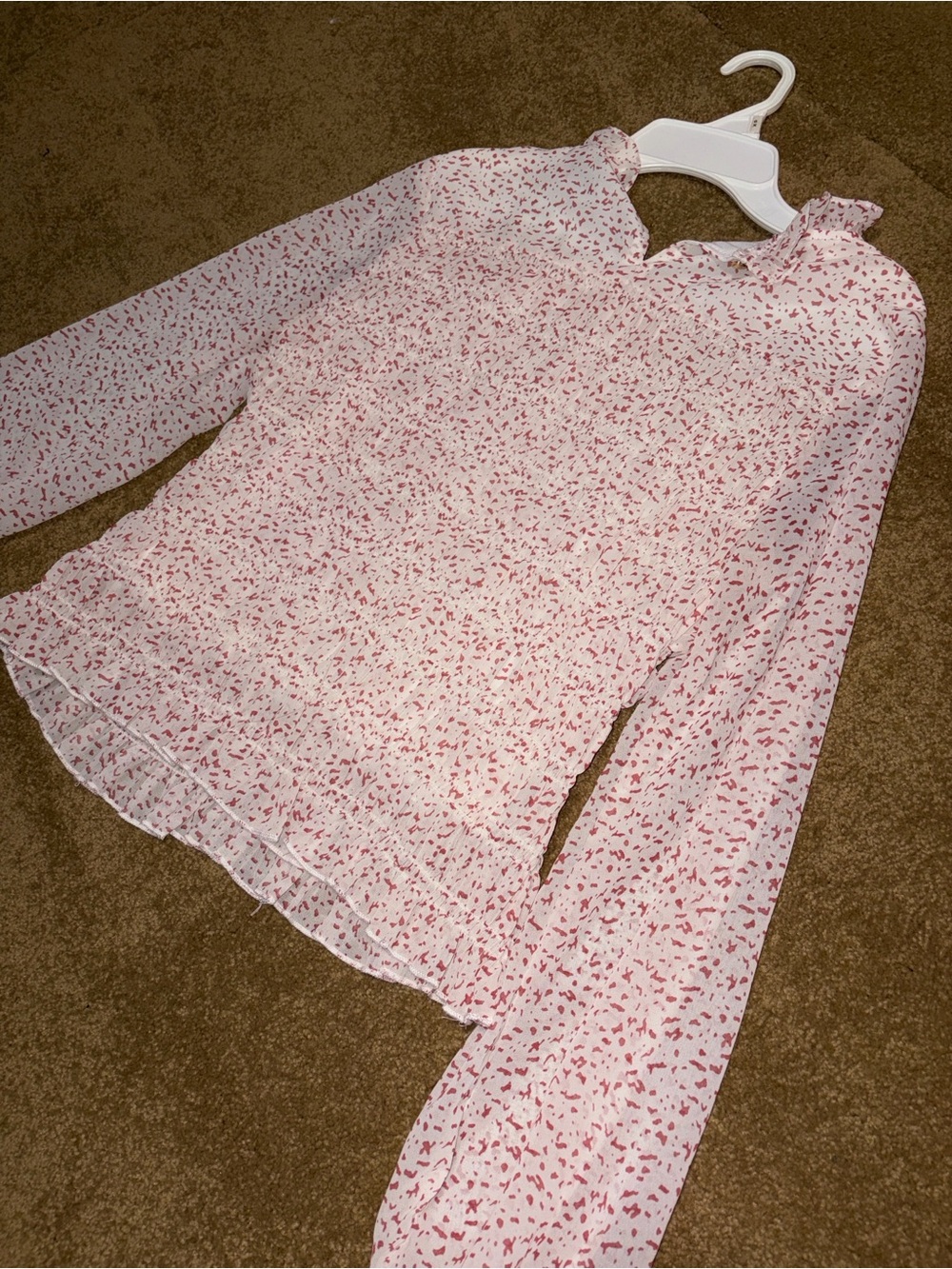 fab'rik Pink/red and White Printed Top